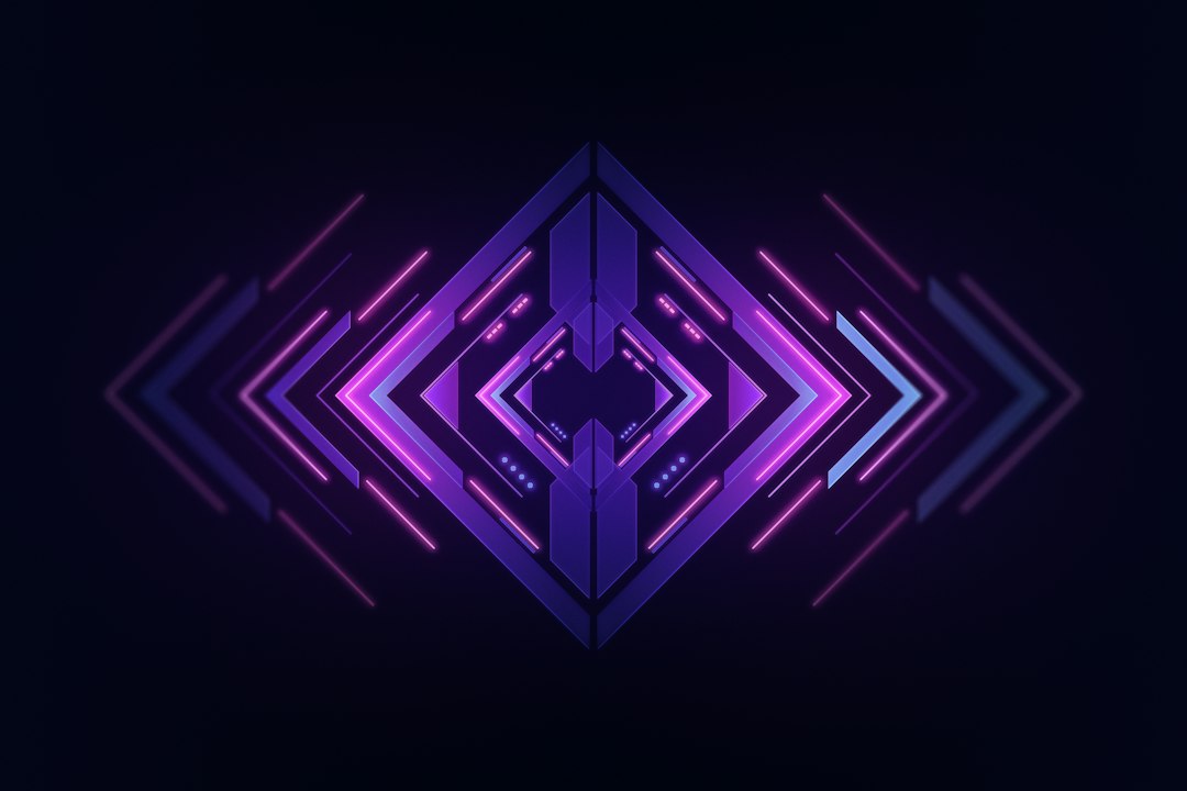 Dark purple geometric abstract texture suggesting human and machine design